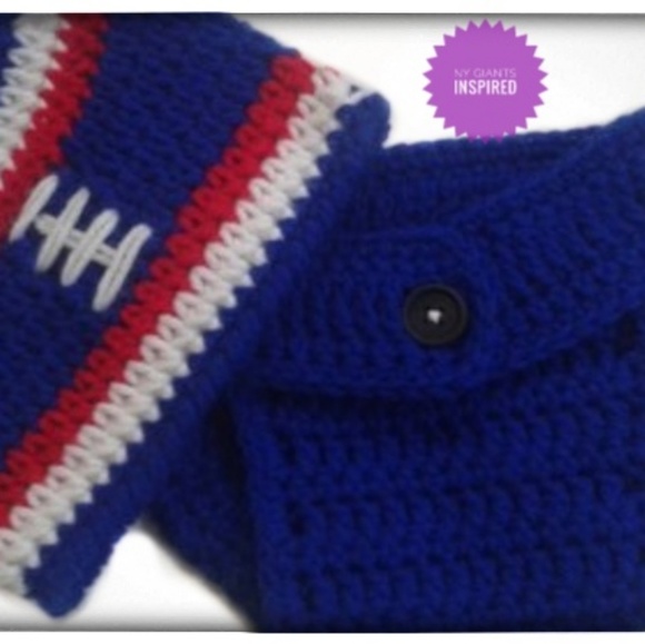 Handmade New York Giants Beanie Hat & Diaper Cover